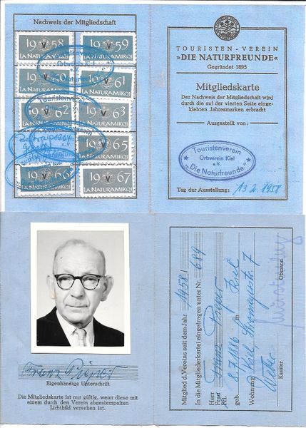 Datei:Die Naturfreunde Mitgliedskarte Franz Pieper.jpg