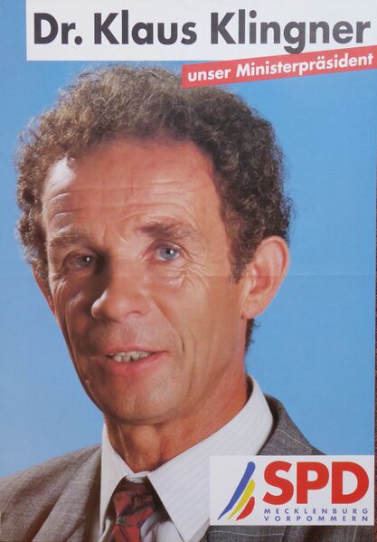 Datei:Klaus Klingner Spitzenkandidat bei der LTW in M-V 1990.JPG