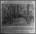 Zeichnung der Revolutionsgräber auf dem Eichhof mit Hinweis auf eine Gedenkveranstaltung am 9.11.1946